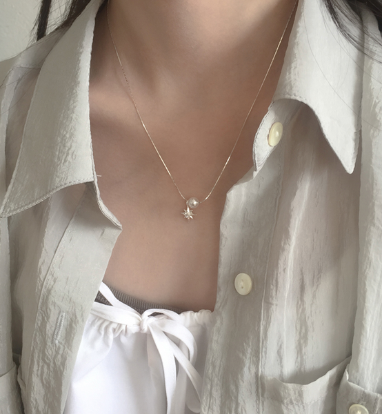 [moat] Flash Pearl Necklace (Silver925)