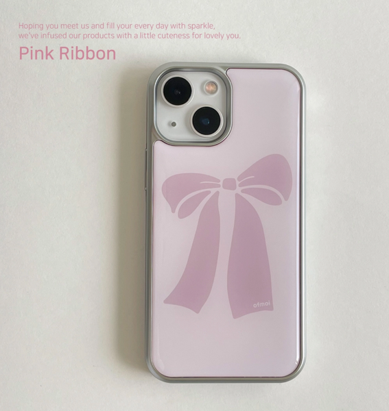 [ofmoi] Pink Ribbon Silver Epoxy Case