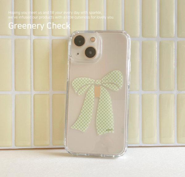 [ofmoi] Greenery Check Clear Hard Case