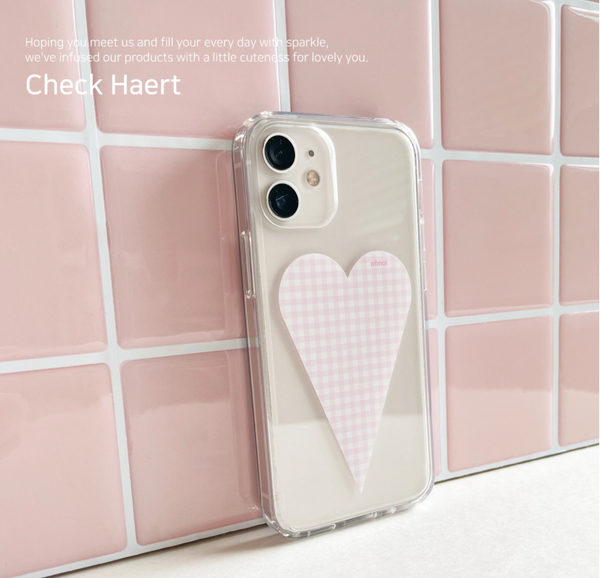 [ofmoi] Check Pink Heart Clear Hard Case