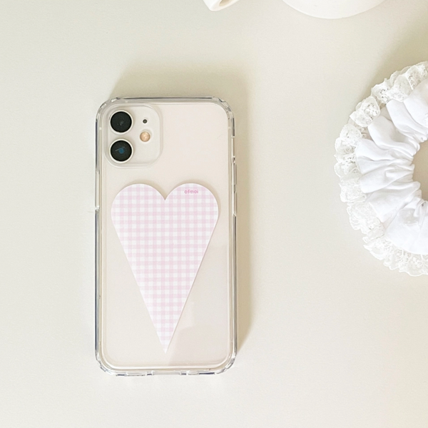 [ofmoi] Check Pink Heart Clear Hard Case