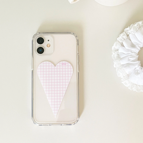 [ofmoi] Check Pink Heart Clear Hard Case