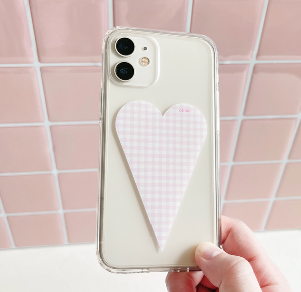 [ofmoi] Check Pink Heart Clear Hard Case