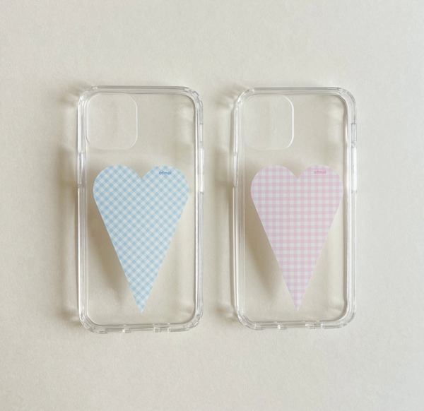 [ofmoi] Check Pink Heart Clear Hard Case