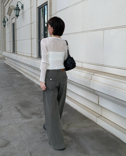 [anyonemore] Loader Back Pocket Long Wide Cotton Pants