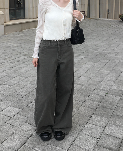 [anyonemore] Loader Back Pocket Long Wide Cotton Pants