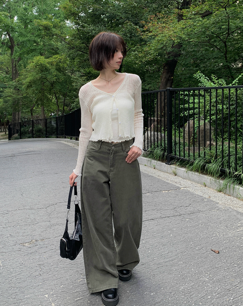 [anyonemore] Loader Back Pocket Long Wide Cotton Pants