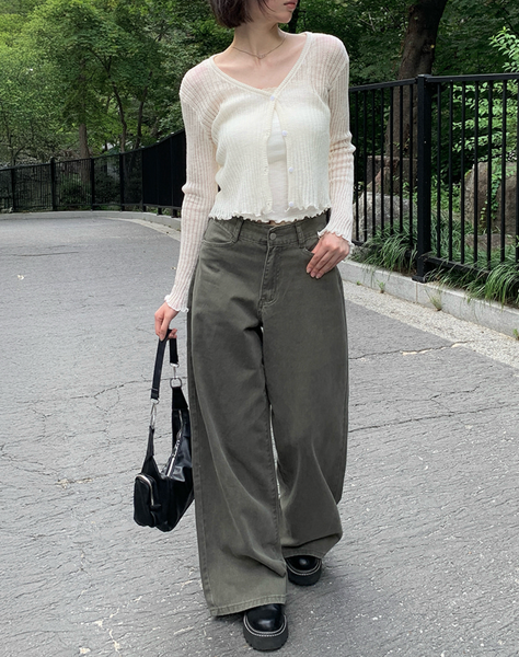 [anyonemore] Loader Back Pocket Long Wide Cotton Pants