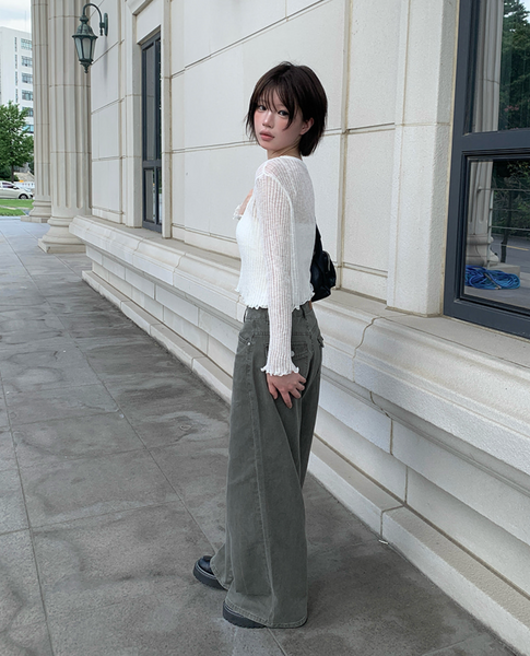 [anyonemore] Loader Back Pocket Long Wide Cotton Pants