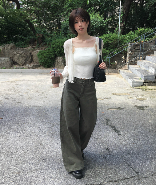 [anyonemore] Loader Back Pocket Long Wide Cotton Pants