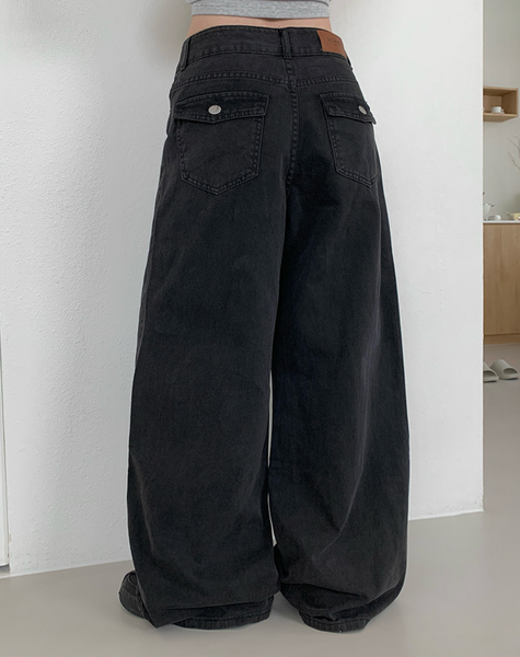 [anyonemore] Loader Back Pocket Long Wide Cotton Pants
