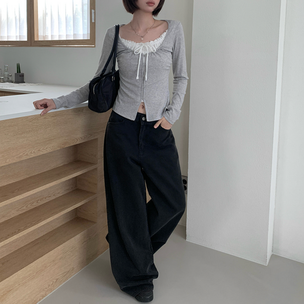 [anyonemore] Loader Back Pocket Long Wide Cotton Pants