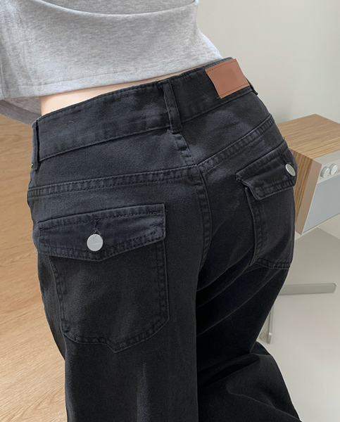 [anyonemore] Loader Back Pocket Long Wide Cotton Pants