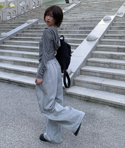 [anyonemore] Rhythm Diagonal Unbalanced Button Hood Long Sleeved T-Shirt