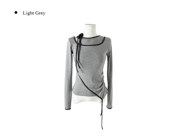 [anyonemore] Pencil Layered Unbalanced Color Line T-Shirt