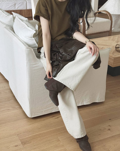 [SLOWAND] ONLY SLOW Balance Soft Warm Peach Napping T-shirt