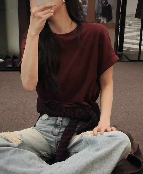 [SLOWAND] ONLY SLOW Balance Soft Warm Peach Napping T-shirt