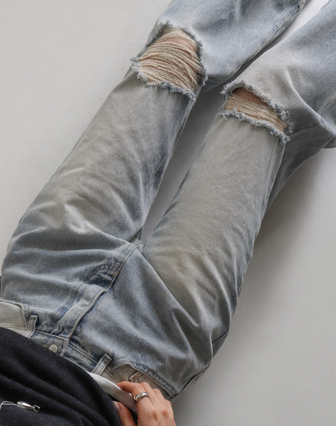 [SLOWAND] # SLOWMADE Teen Light Destroyed Denim Pants