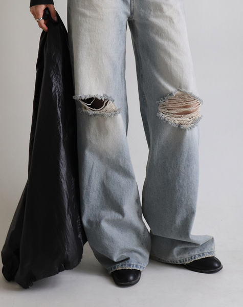 [SLOWAND] # SLOWMADE Teen Light Destroyed Denim Pants