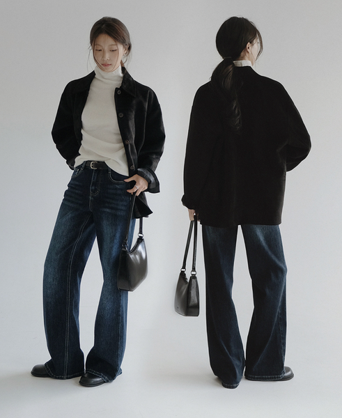 [SLOWAND] # SLOWMADE Denu Matte Suede Half Jacket