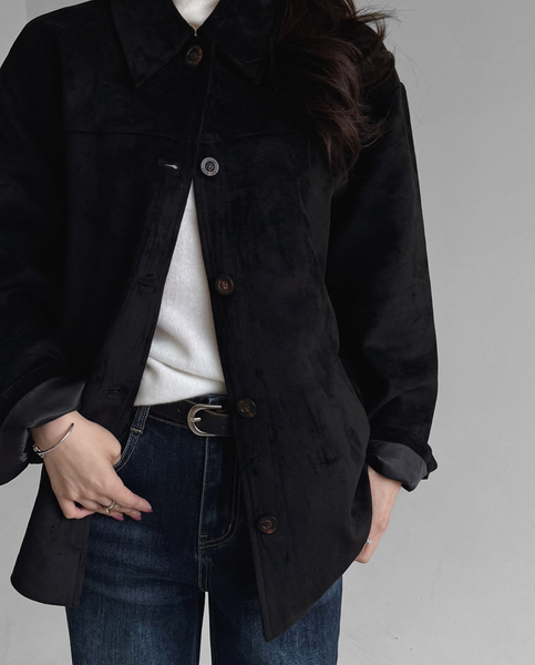 [SLOWAND] # SLOWMADE Denu Matte Suede Half Jacket