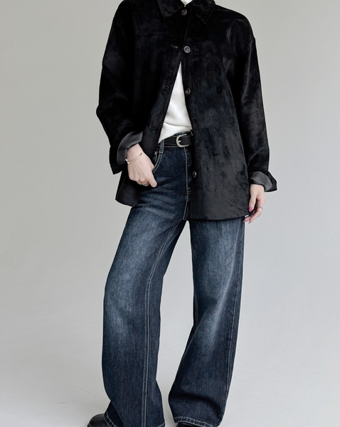 [SLOWAND] # SLOWMADE Denu Matte Suede Half Jacket