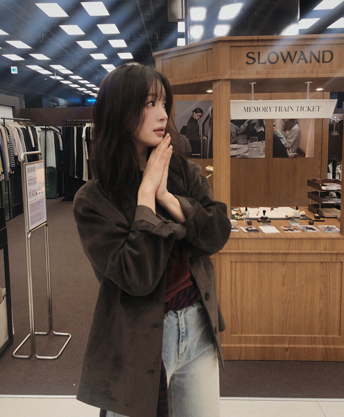 [SLOWAND] # SLOWMADE Denu Matte Suede Half Jacket