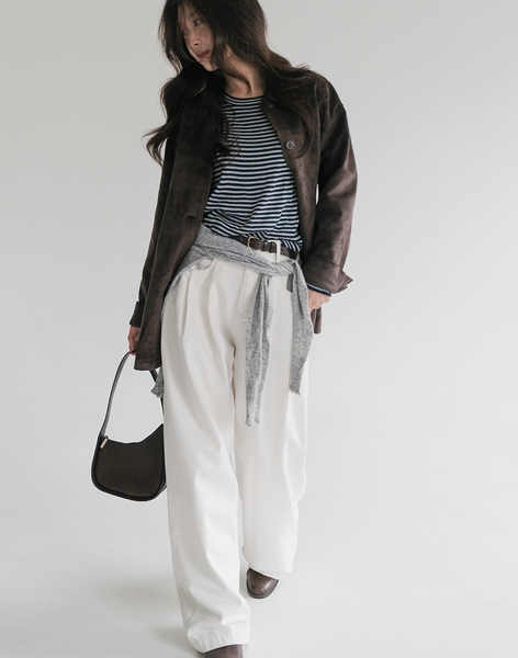 [SLOWAND] # SLOWMADE Denu Matte Suede Half Jacket