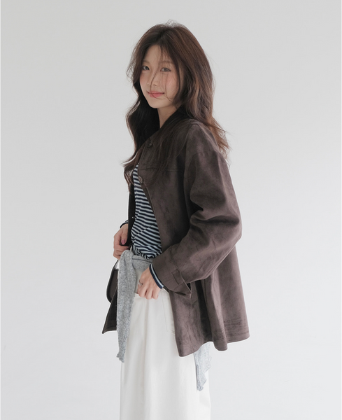 [SLOWAND] # SLOWMADE Denu Matte Suede Half Jacket