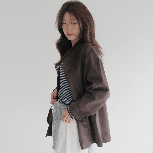 [SLOWAND] # SLOWMADE Denu Matte Suede Half Jacket