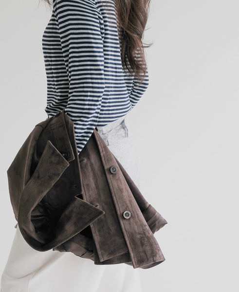 [SLOWAND] # SLOWMADE Denu Matte Suede Half Jacket