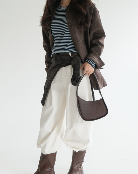 [SLOWAND] # SLOWMADE Denu Matte Suede Half Jacket