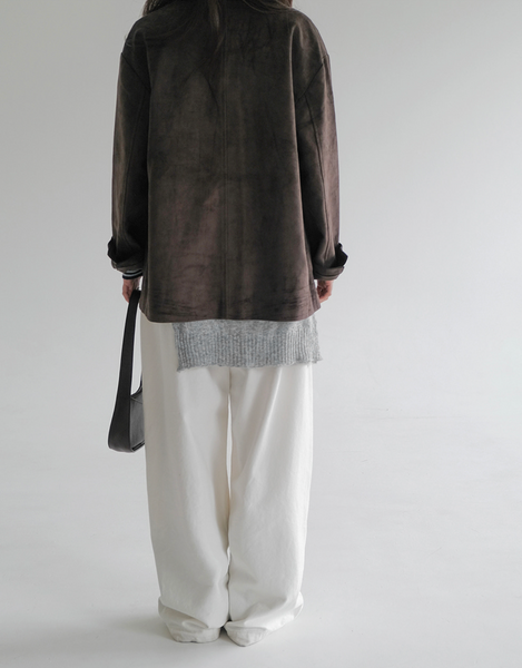 [SLOWAND] # SLOWMADE Denu Matte Suede Half Jacket