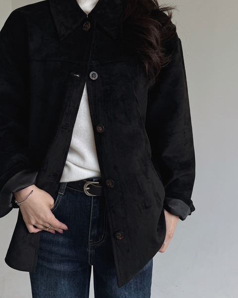 [SLOWAND] # SLOWMADE Denu Matte Suede Half Jacket