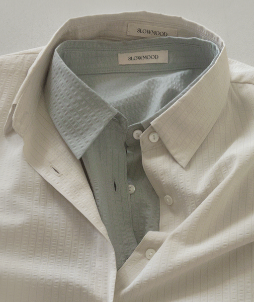 [SLOWAND] #SLOWMADE Quit Soft Tone Stripe Shirt