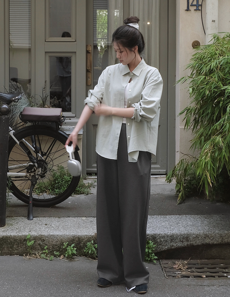 [SLOWAND] #SLOWMADE Quit Soft Tone Stripe Shirt