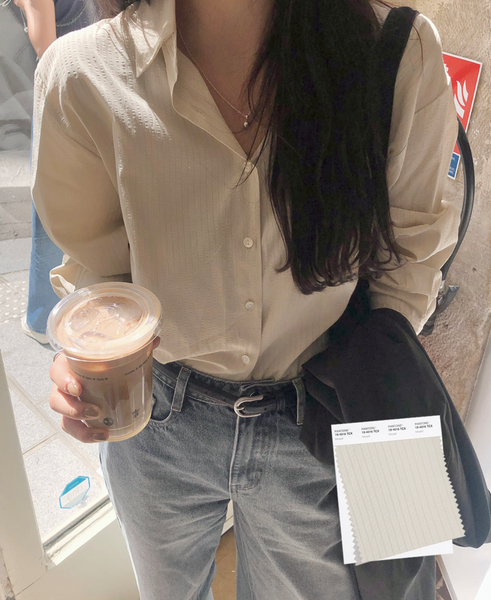 [SLOWAND] #SLOWMADE Quit Soft Tone Stripe Shirt