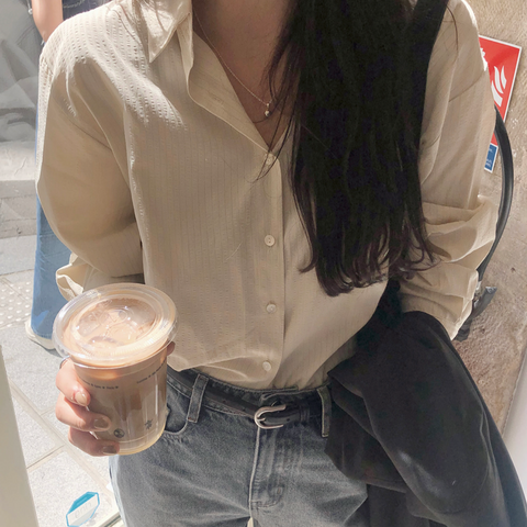 [SLOWAND] #SLOWMADE Quit Soft Tone Stripe Shirt