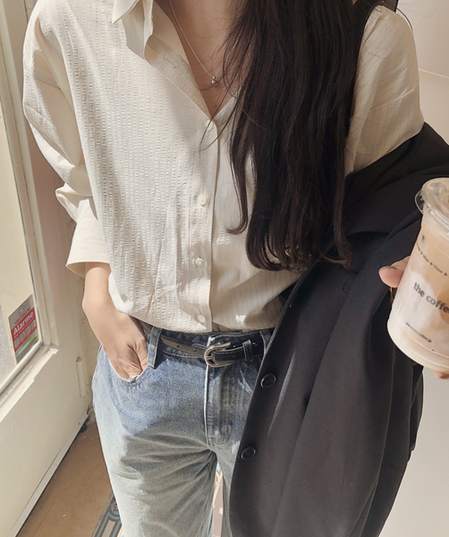 [SLOWAND] #SLOWMADE Quit Soft Tone Stripe Shirt