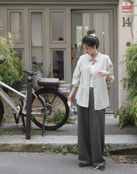 [SLOWAND] #SLOWMADE Quit Soft Tone Stripe Shirt