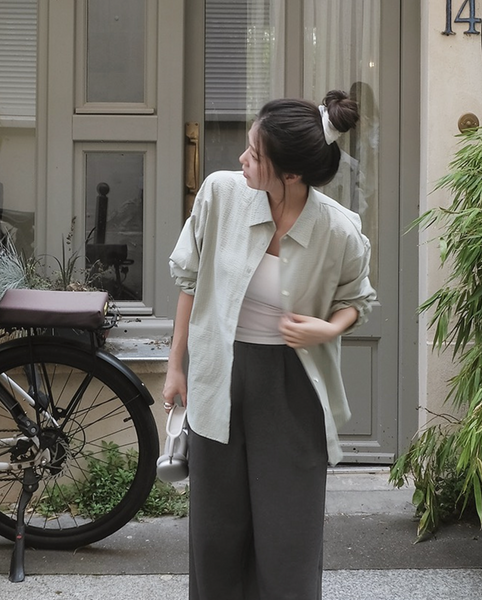 [SLOWAND] #SLOWMADE Quit Soft Tone Stripe Shirt