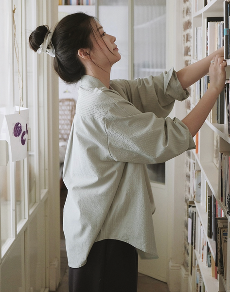 [SLOWAND] #SLOWMADE Quit Soft Tone Stripe Shirt