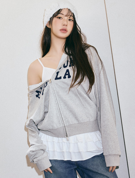 [rola rola] MAISON DE ROLA EMBROIDERY HOOD ZIP-UP GRAY