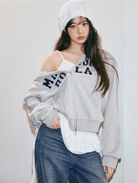 [rola rola] MAISON DE ROLA EMBROIDERY HOOD ZIP-UP GRAY