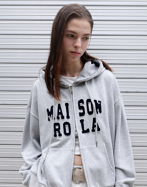 [rola rola] MAISON DE ROLA EMBROIDERY HOOD ZIP-UP GRAY