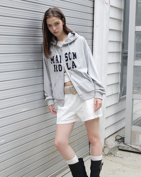 [rola rola] MAISON DE ROLA EMBROIDERY HOOD ZIP-UP GRAY