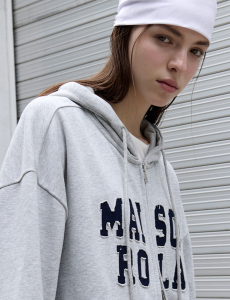 [rola rola] MAISON DE ROLA EMBROIDERY HOOD ZIP-UP GRAY