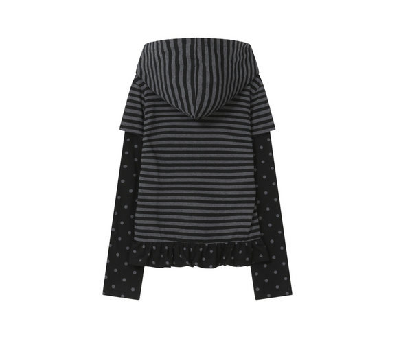 [BAUF] Angel Slim Fit Layered Hooded T-Shirt [Straight Black]