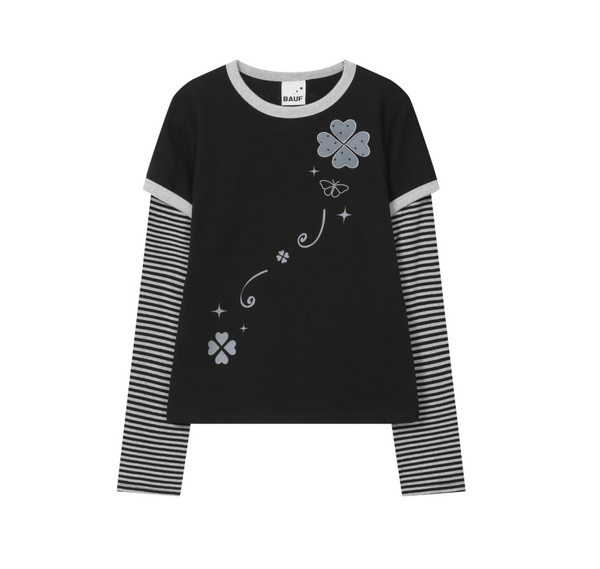 [BAUF] Clover Layered Slim Fit Long Sleeve [Black]