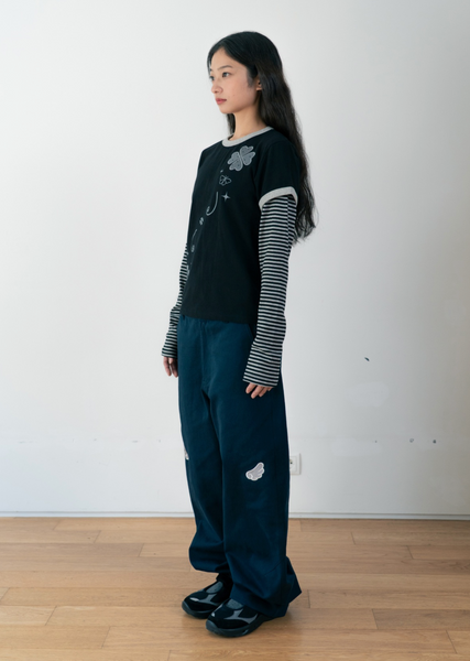 [BAUF] Clover Layered Slim Fit Long Sleeve [Black]